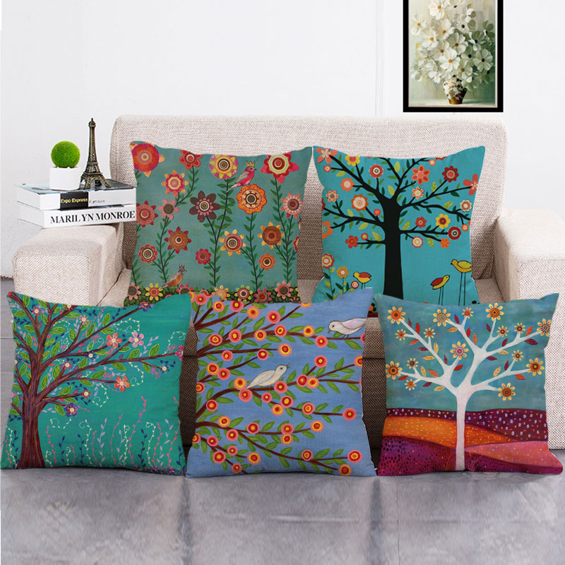 Set of 5 Throw Pillow Case Pastrol Oil Painting Style Cushion Cover ...