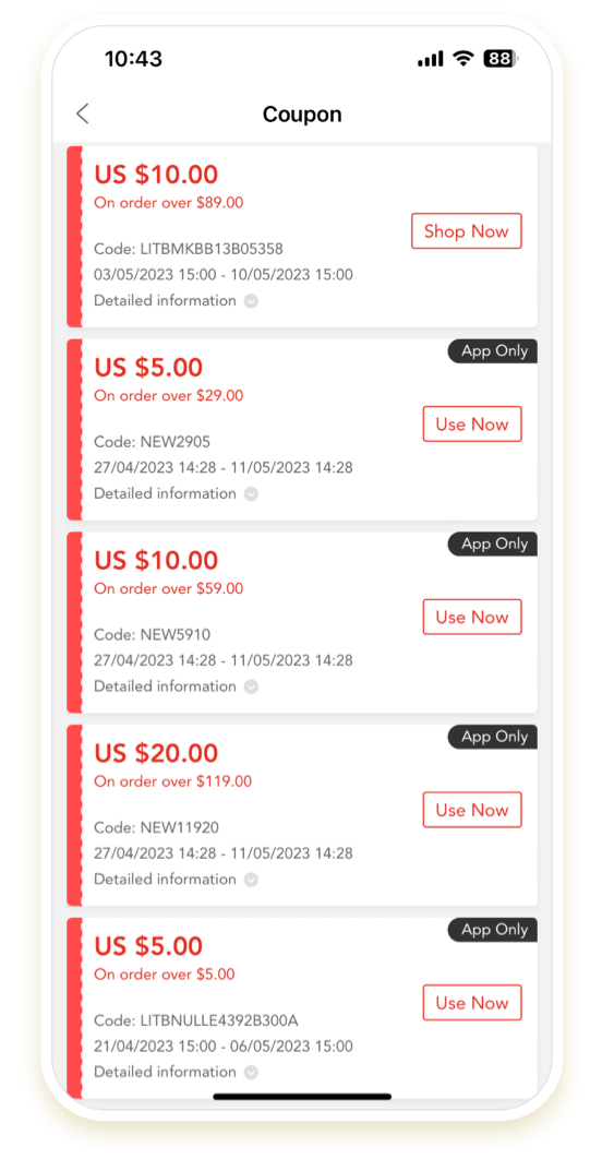 app coupons page