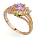Amazing colourful CZ ring in 18K gold plated 80927-17 colourful (SZY542)