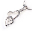 Sterling Silver Heart-in-heart Cubic Zirconia Necklace - Silver Necklace 9655 (SZY293)
