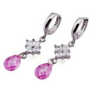 Elegant Pink Cubic Zirconia Drop Earring - Cubic Zirconia Earring EZF2 - 0012 Pink (SZY678)