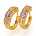 24K Gold Plated Cubic Zirconia Earring Hoop - Cubic Zirconia Earring 81104-07 Colorful (SZY983)