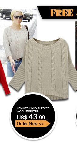 Hemmed Long Sleeved Wool Sweater