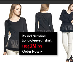 Round Neckline Long-Sleeved Tshirt