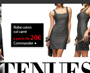 Robe coton col carré