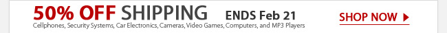 50% OFF Shipping