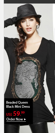 Beaded Queen Black Mini Dress
