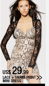 Lace + snake Print Mini Dress
