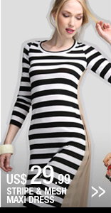 Stripe & Mesh Maxi Dress