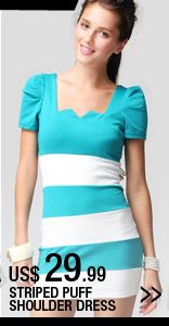 Stripe Puff Shoulder Dress
