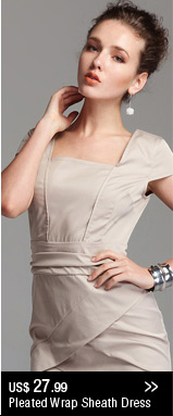 Pleated Wrap Sheath Dress