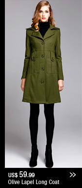 Olive Lapel Long Coat