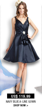 Navy Blue A-Line Gown