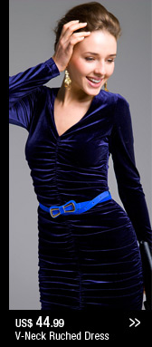 V-Neck Ruched Dress
