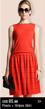 Pleats + Stripes Skirt
