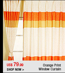 Orange Print Window Curtain