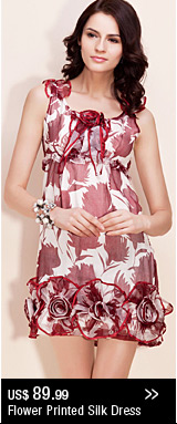 Flower Printed Silk Dress