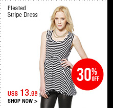 Pleated Stripe Dress