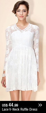 Lace V-Neck Ruffle Dress