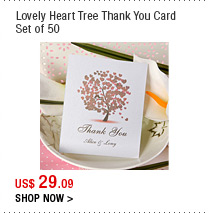 Lovely Heart Tree Thank You Card Set of 50