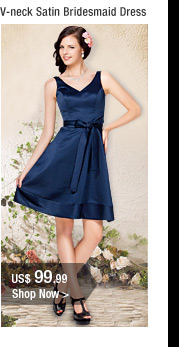 V-neck Satin Bridesmaid Dress