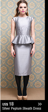 Silver Peplum Sheath Dress