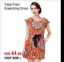 Tribal Print Drawstring Dress
