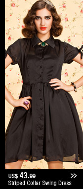 Striped Collar Swing Dress