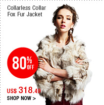 Collarless Collar Fox Fur Jacket