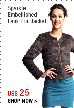Sparkle Embellished Faux Fur Jacket