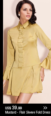Mustard - Flair Sleeve Fold Dress