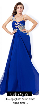 Blue Spaghetti Strap Gown