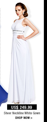 Sheer Neckline White Gown