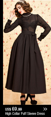 High Collar Puff Sleeve Dress