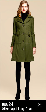 Olive Lapel Long Coat