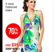V-neck Patterned Gown
