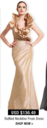 Ruffled Neckline Prom Dress