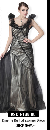 Draping Ruffled Evening Dress