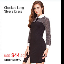 Checked Long Sleeve Dress
