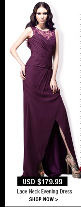 Lace Neck Evening Dress