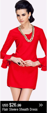 Flair Sleeve Sheath Dress