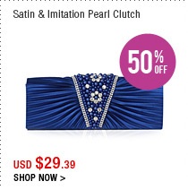 Satin & Imitation Pearl Clutch