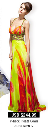 V-neck Pleats Gown