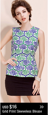 Grid Print Sleeveless Blouse