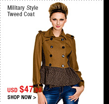 Military Style Tweed Coat