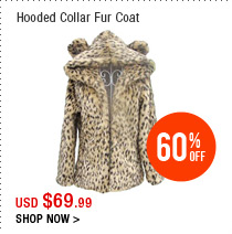 Hooded Collar Fur Coat