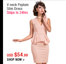 V-neck Peplum Slim Dress
