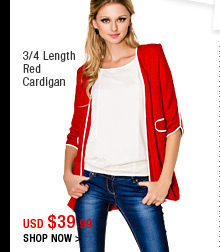 3/4 Length Red Cardigan