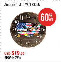 American Map Wall Clock