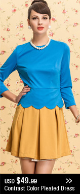 Contrast Color Pleated Dress
